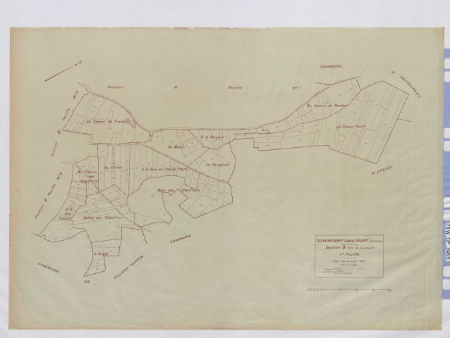 Plan du cadastre rénové - Guyencourt-Saulcourt : section B1