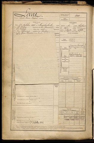 Lecat, Louis Oscar Désiré, né le 23 octobre 1866 à Mons-Boubert (Somme), classe 1886, matricule n° 1100, Bureau de recrutement d'Abbeville