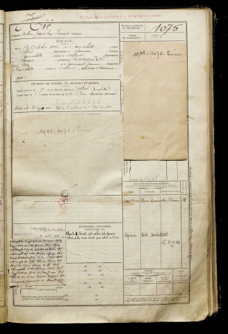 Hié, Arthur Joseph Léon François, né le 13 octobre 1894 à Courcelette (Somme), classe 1914, matricule n° 1075, Bureau de recrutement de Péronne