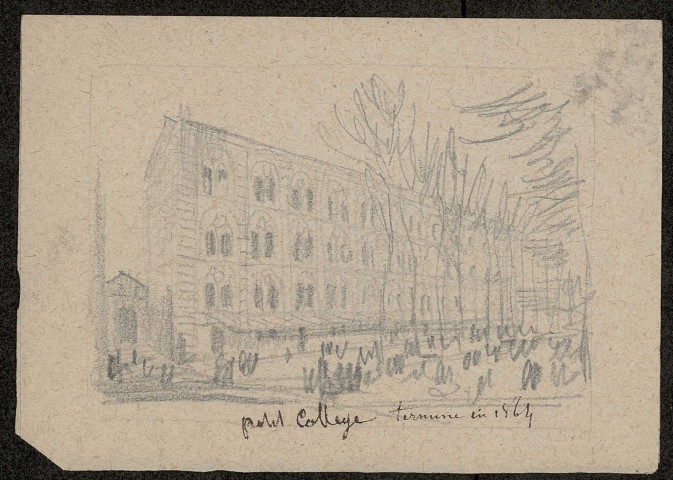 Etude. Petit collège rue des Wattelets, terminé en 1864