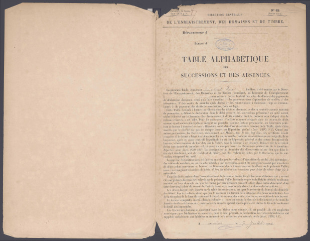 Table des successions et absences du bureau de Conty