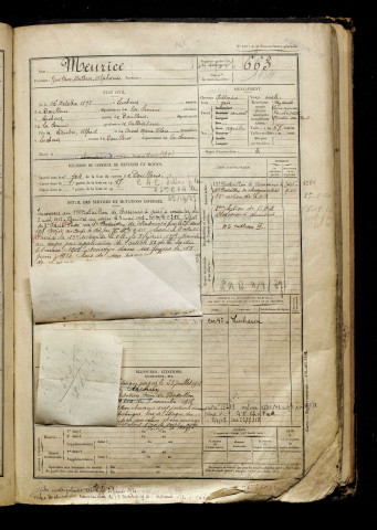 Meurice, Gustave Arthur Alphonse, né le 16 octobre 1898 à Lucheux (Somme), classe 1918, matricule n° 663, Bureau de recrutement d'Abbeville