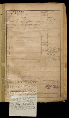 Carton, Auguste Alphonse, né le 26 juin 1875 à Senlis-le-Sec (Somme), classe 1895, matricule n° 25, Bureau de recrutement d'Abbeville