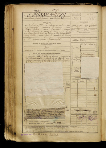 de Witasse Thézy, Marie Joseph Jacques Ludovic, né le 02 avril 1878 à Vismes (Somme), classe 1898, matricule n° 1160, Bureau de recrutement d'Abbeville