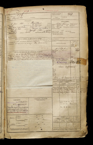 Cerf, Raymond, né le 01 juin 1898 à Hombleux (Somme), classe 1918, matricule n° 547, Bureau de recrutement de Péronne