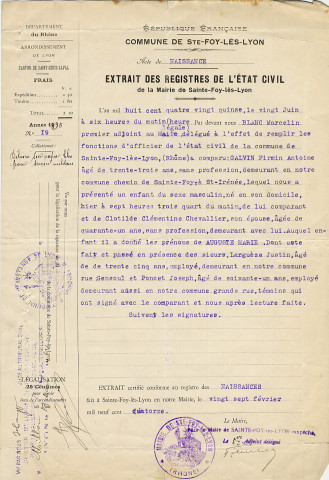 Dossier individuel de délivrance du brevet d'aptitude au pilotage de Auguste Marie Galvin