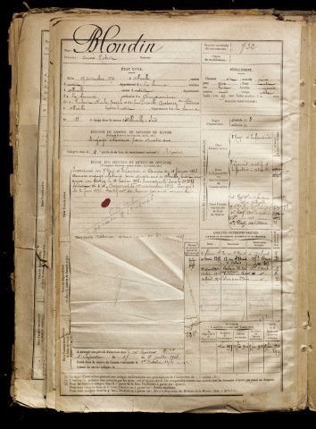 Blondin, Louis Hubert, né le 17 septembre 1872 à Abbeville (Somme), classe 1892, matricule n° 732, Bureau de recrutement d'Abbeville