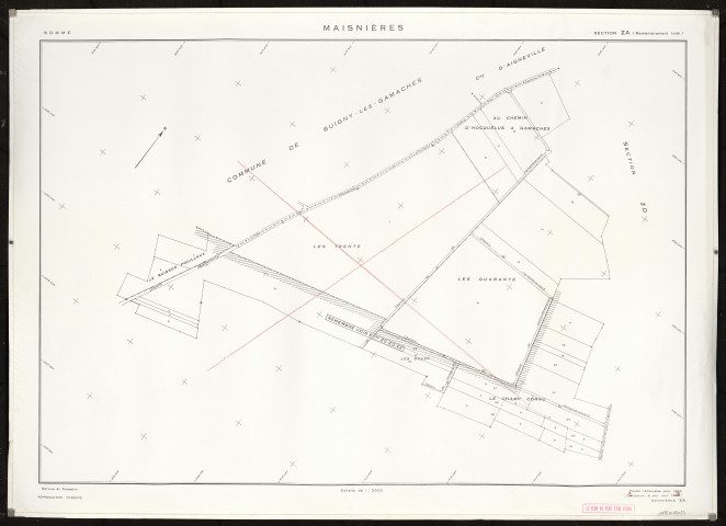 Plan du cadastre rénové - Maisnières : section ZA