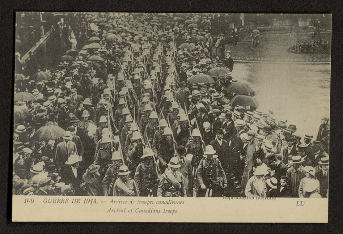 GUERRE DE 1914. ARRIVEE DES TROUPES CANADIENNES. ARRIVAL OF CANADIANS TROOPS