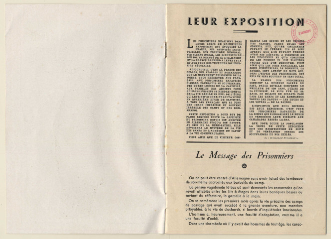 Maison du Prisonnier, du 16 décembre 1943 au 9 janvier 1944 : Exposition "Prisonniers"