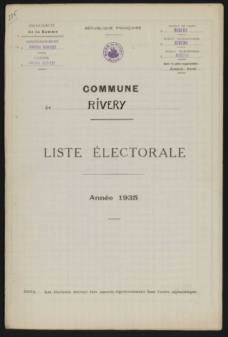Liste électorale : Rivery