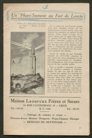 Témoignage de Debarsy, Léon (Président de la Fraternelle des Garnisons de Guerre des Forts de Liège en 1914 et correspondance avec Jacques Péricard