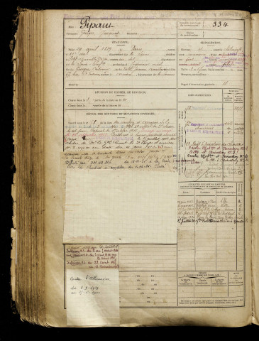 Pipaut, Georges Jacques, né le 29 avril 1889 à Paris 10e Arrondissement (Paris), classe 1909, matricule n° 334, Bureau de recrutement d'Amiens