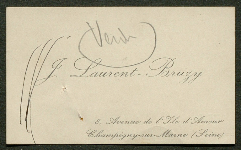 Témoignage de Laurent-Bruzy, J. (Sergent fourrier) et correspondance avec Jacques Péricard