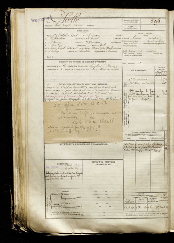 Chellé, Paul Joseph Désiré, né le 17 octobre 1894 à Berny-en-Santerre (Somme), classe 1914, matricule n° 596, Bureau de recrutement de Péronne