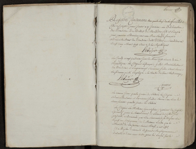 Délibérations du Directoire du district de Montdidier : 28 mars 1793-7 janvier 1794