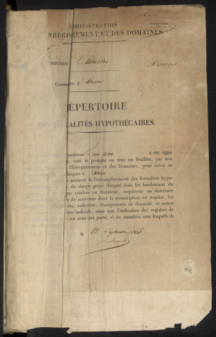 Répertoire des formalités hypothécaires, du 24/10/1846 au 09/02/1847, volume 233 (Conservation des hypothèques d'Amiens)