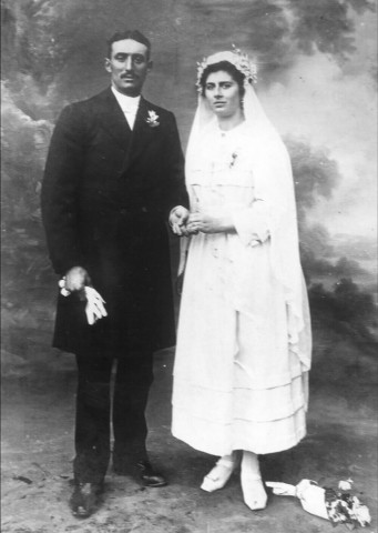 Rubempré. Mariage "Rustique" : portrait des mariés, Henri Joly et Yvonne Caron