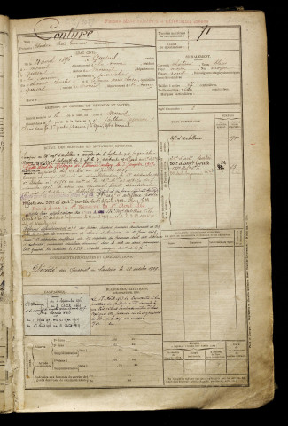 Couture, Théodore Sadi Gervais, né le 21 avril 1896 à Quesnel (Le) (Somme), classe 1916, matricule n° 71, Bureau de recrutement de Péronne