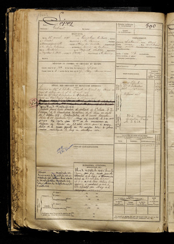 Séret, Gabriel, né le 16 avril 1898 à Templeux-la-Fosse (Somme), classe 1918, matricule n° 590, Bureau de recrutement de Péronne