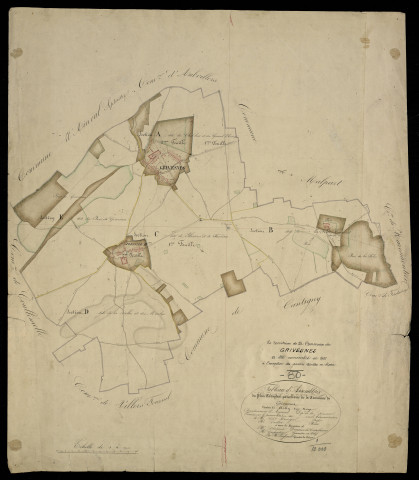 Plan du cadastre napoléonien - Grivesnes : tableau d'assemblage