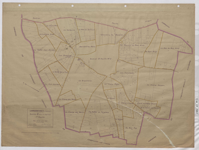 Plan du cadastre rénové - Longavesnes : section B1