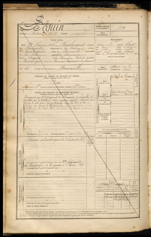 Béguin, Modeste Alfred, né le 27 février 1866 à Boisbergues (Somme), classe 1886, matricule n° 114, Bureau de recrutement d'Abbeville