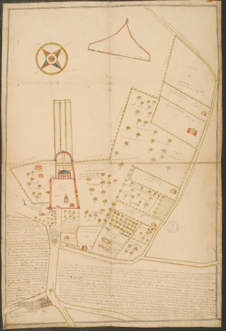 Plan parcellaire du terroir figurant le village, le château et une briqueterie