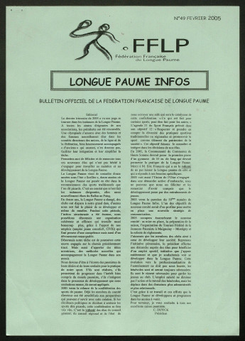 Longue Paume Infos (numéro 49), bulletin officiel de la Fédération Française de Longue Paume