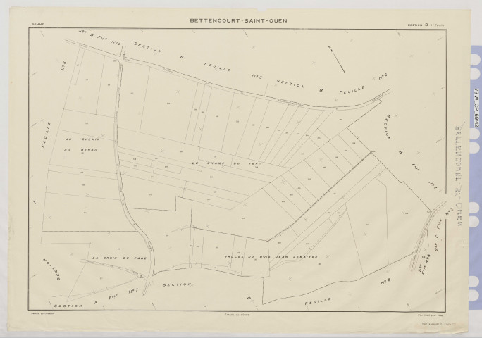 Plan du cadastre rénové - Bettencourt-Saint-Ouen : section B9