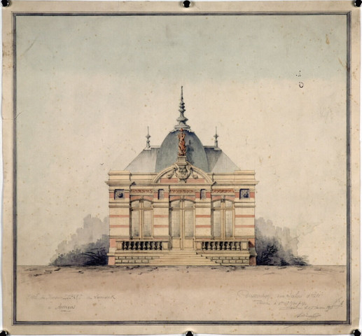 Propriété de M. Lupart,35 rue Lamarck : plan en élévation du pavillon d'été dressé par l'architecte Paul Delefortrie