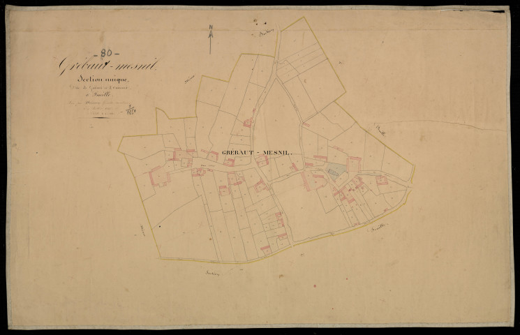 Plan du cadastre napoléonien - Grebault-Mesnil : Grébault ; Onicourt, Section unique 1