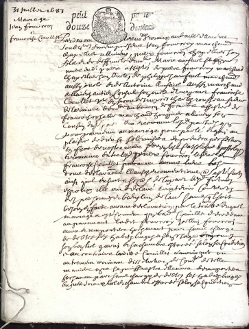Etude de Me Jean-Baptiste Trencart à Amiens (étude n°12). Minutes de l'année 1683