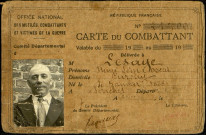 Carte du combattant délivrée à Henri Lesage né le 4 janvier 1888 à Fonches (Somme)