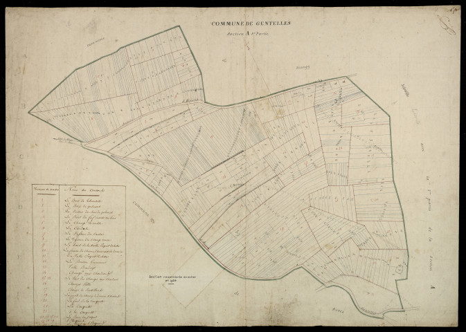 Plan du cadastre napoléonien - Gentelles : A1