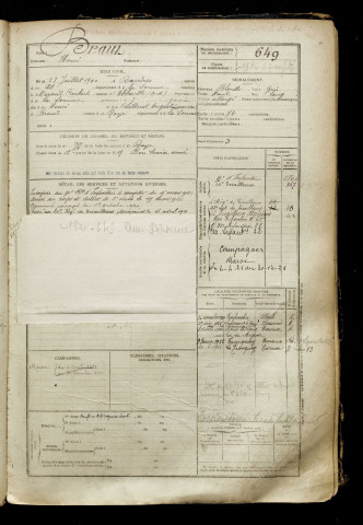 Braut, Henri, né le 23 juillet 1900 à Rosières-en-Santerre (Somme), classe 1920, matricule n° 649, Bureau de recrutement de Péronne