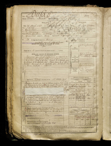 Dufaÿ, Alban Frédéric Alcide, né le 27 avril 1882 à Gueschart (Somme), classe 1902, matricule n° 546, Bureau de recrutement d'Abbeville