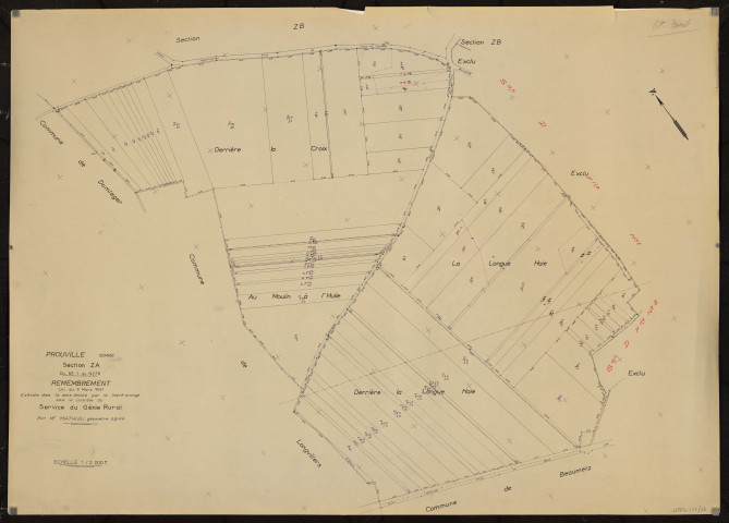 Plan du cadastre rénové - Prouville : section ZA