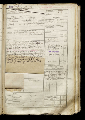 Sénéchal, Hubert François Jules, né le 12 novembre 1894 à Boussu (Belgique), classe 1914, matricule n° 717, Bureau de recrutement de Péronne