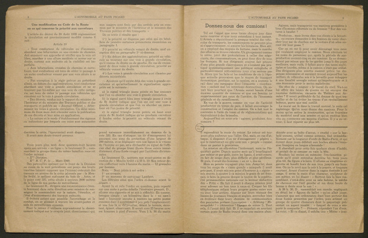 L'Automobile au Pays Picard. Revue mensuelle de l'Automobile-Club de Picardie et de l'Aisne, 342, mars 1940