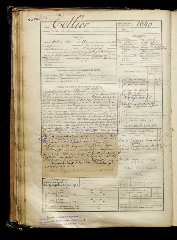 Tellier, Gustave Léon Louis, né le 08 octobre 1901 à Amiens (Somme), classe 1921, matricule n° 1640, Bureau de recrutement d'Amiens