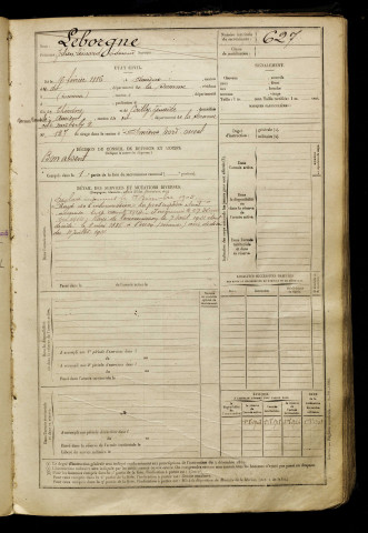 Leborgne, Julien Léonard Edmond, né le 16 février 1886 à Amiens (Somme), classe 1904, matricule n° 627, Bureau de recrutement d'Amiens
