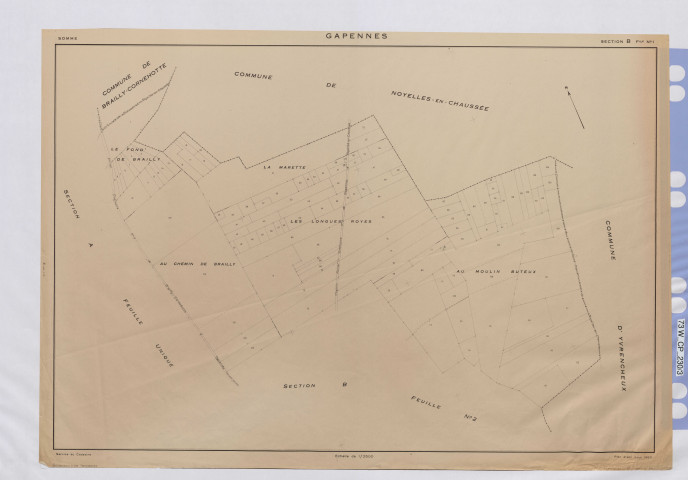 Plan du cadastre rénové - Gapennes : section B1
