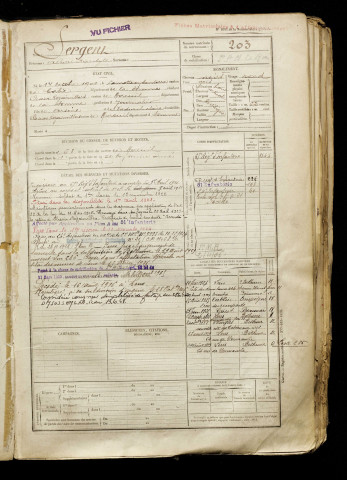 Sergent, Albert Hippolyte, né le 14 octobre 1901 à Lamotte-Warfusée (Somme), classe 1921, matricule n° 203, Bureau de recrutement de Péronne