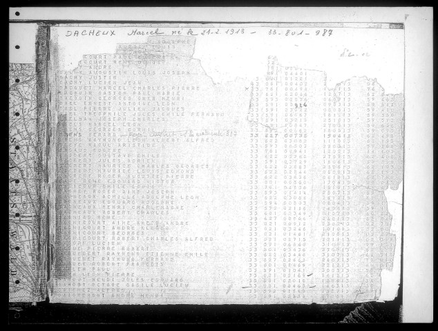 Table alphabétique du contingent 1933 - lettre D : bureaux de recrutement de la Deuxième Région Militaire (Départements du Nord, du Pas de Calais, de l'Aisne, de l'Oise, de la Somme, de l'Eure et de la Seine-Maritime)