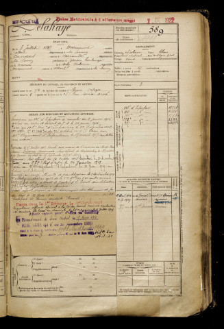 Delahaye, Léon, né le 03 juillet 1897 à Miraumont (Somme), classe 1917, matricule n° 589, Bureau de recrutement de Péronne