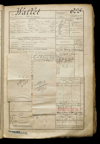 Wallet, Gustave Alphonse François, né le 28 juillet 1892 à Villers-sur-Authie (Somme), classe 1912, matricule n° 625, Bureau de recrutement d'Abbeville