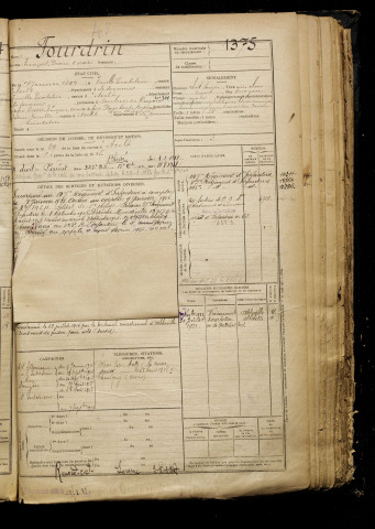 Fourdrin, François Désiré Oscar, né le 07 janvier 1897 à Friville-Escarbotin (Somme), classe 1917, matricule n° 1375, Bureau de recrutement d'Abbeville