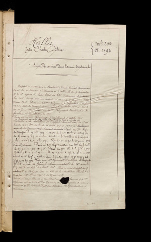 Hallu, Jules Charles Octave, né le 09 janvier 1872 à Fresnoy-lès-Roye (Somme), classe 1892, matricule n° 232, Bureau de recrutement de Péronne