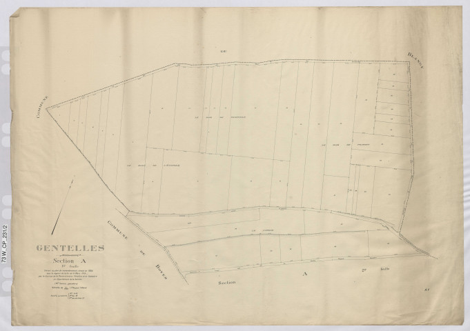 Plan du cadastre rénové - Gentelles : section A2